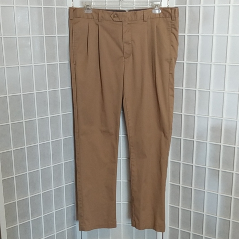 Daniel Cremieux Men’s Tan Pleated Dress Pants 38x32‎ Stretch Chino